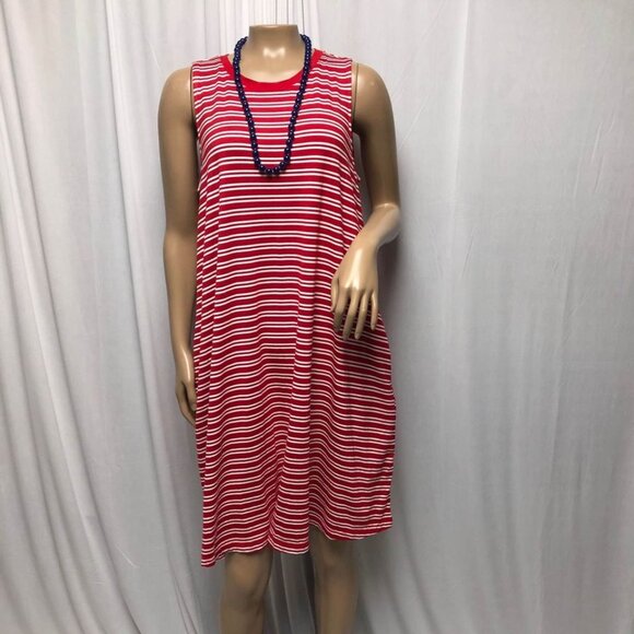 Time and Tru Dresses & Skirts - Time and Tru Dress Womens Size Large 12-14 Red White Sleeveless Shift Comfy NEW
